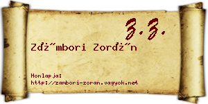 Zámbori Zorán névjegykártya